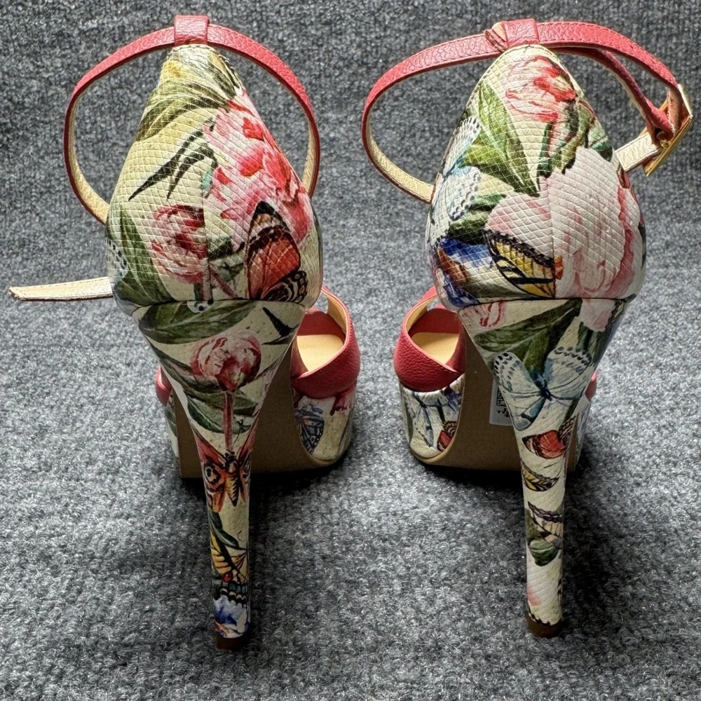 Patricia‎ Blancos Colombian Store Platform Heels Womens 35 Red Floral Butterfly